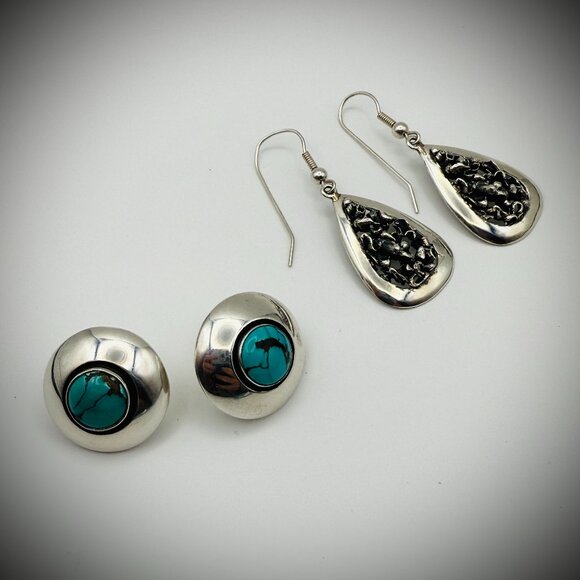 Jewelry - Vintage Sterling Silver Earrings Lot – Carlos Diaz & N. Galarza (2 Pairs)